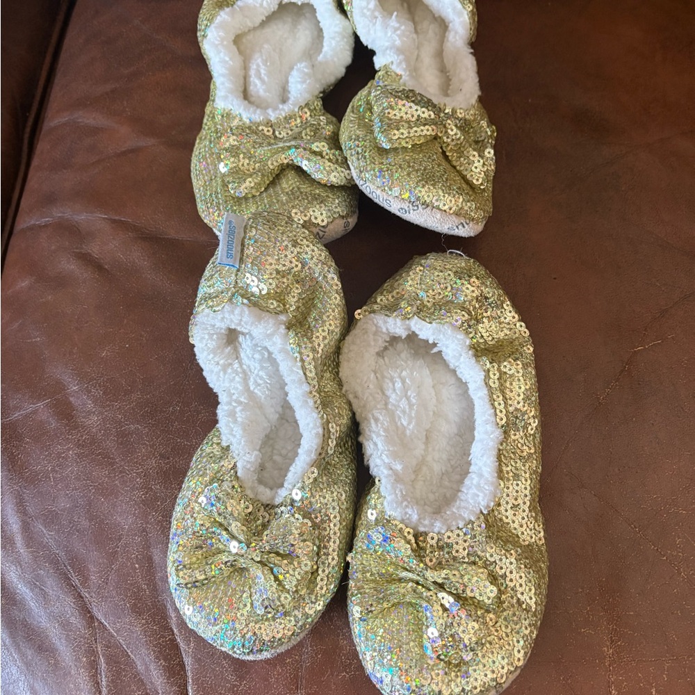 Mommy and Me gold sequin slippers!!!